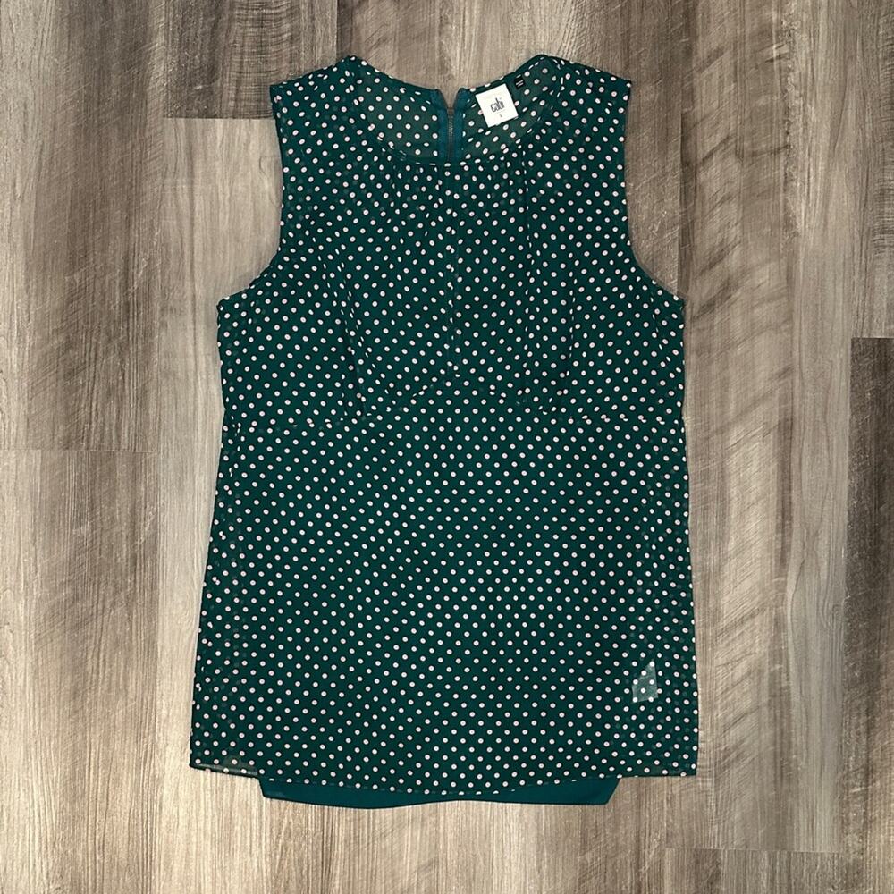 Cabi Flirt Top Sleeveless Polka Dot Blouse - Large